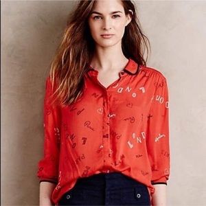 [Anthro] Maeve Art House Shirt Paris Milan London